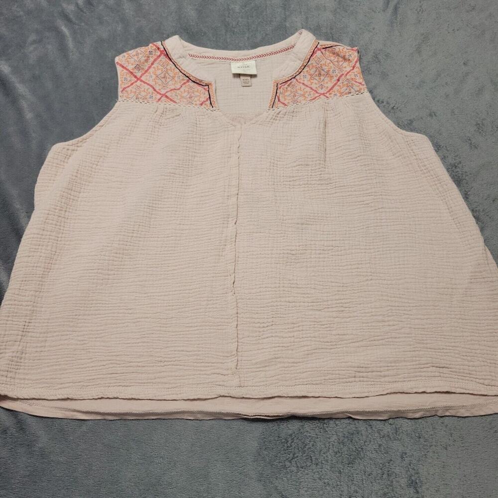 Knox Rose Shirt Womens Extra Extra Large Boho Blouse Pink Embroidery‎ Stripe Top